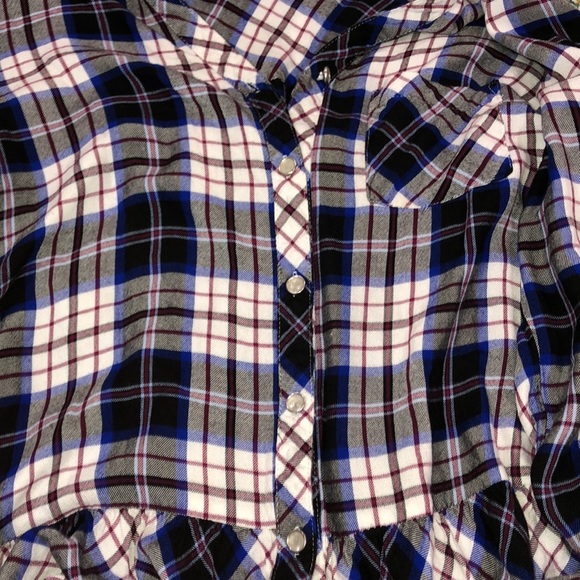 My Michelle size medium blue plaid flannel top - Picture 6 of 7